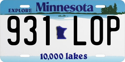 MN license plate 931LOP