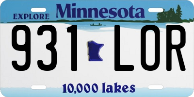 MN license plate 931LOR