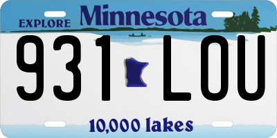 MN license plate 931LOU