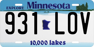 MN license plate 931LOV