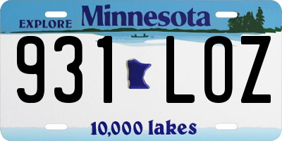 MN license plate 931LOZ