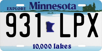 MN license plate 931LPX