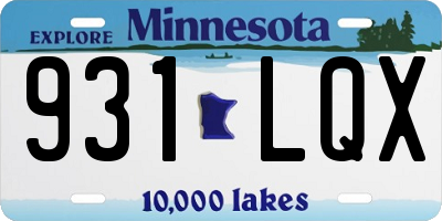 MN license plate 931LQX