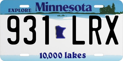 MN license plate 931LRX