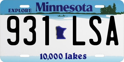 MN license plate 931LSA