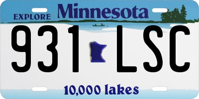 MN license plate 931LSC