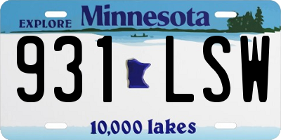 MN license plate 931LSW