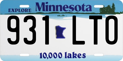 MN license plate 931LTO
