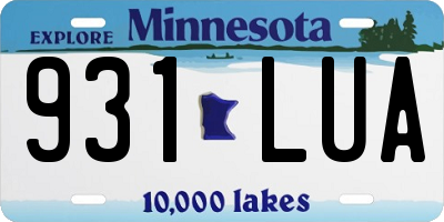 MN license plate 931LUA