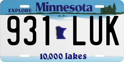 MN license plate 931LUK