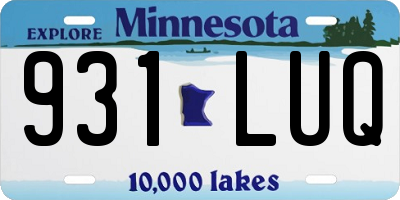 MN license plate 931LUQ