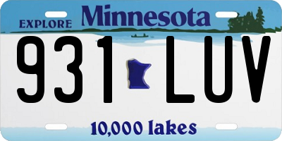 MN license plate 931LUV