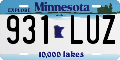 MN license plate 931LUZ