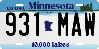 MN license plate 931MAW