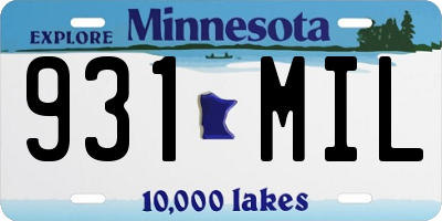 MN license plate 931MIL