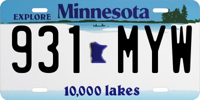 MN license plate 931MYW