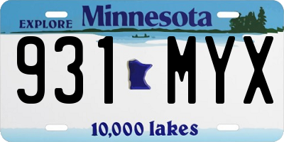 MN license plate 931MYX