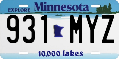 MN license plate 931MYZ