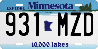 MN license plate 931MZD