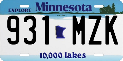 MN license plate 931MZK