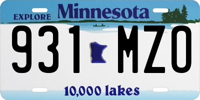 MN license plate 931MZO