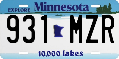 MN license plate 931MZR
