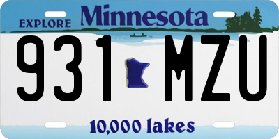 MN license plate 931MZU