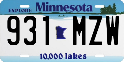 MN license plate 931MZW