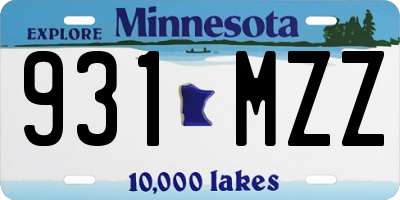 MN license plate 931MZZ