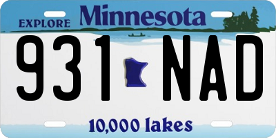 MN license plate 931NAD