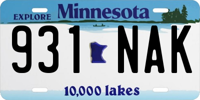 MN license plate 931NAK