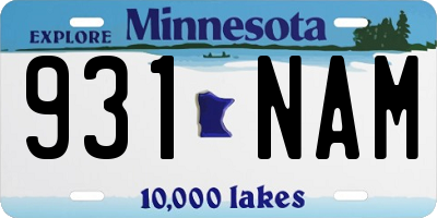 MN license plate 931NAM