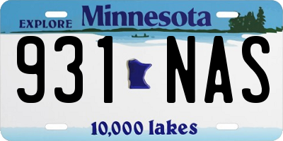 MN license plate 931NAS