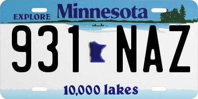 MN license plate 931NAZ