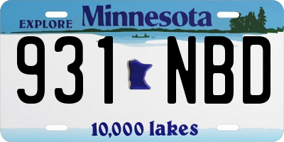 MN license plate 931NBD
