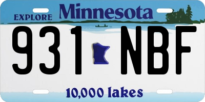 MN license plate 931NBF