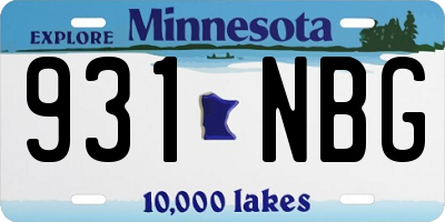 MN license plate 931NBG