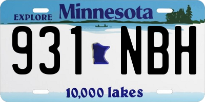 MN license plate 931NBH