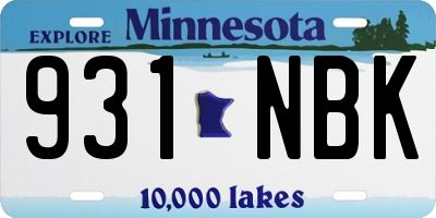 MN license plate 931NBK