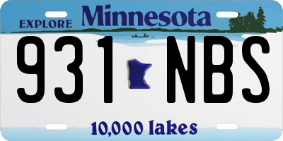 MN license plate 931NBS