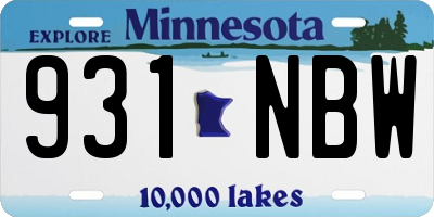 MN license plate 931NBW