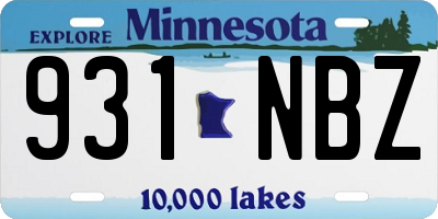 MN license plate 931NBZ