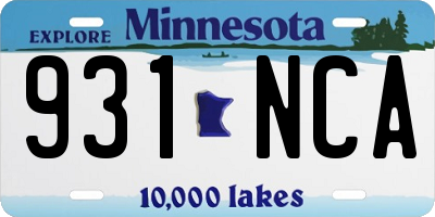 MN license plate 931NCA
