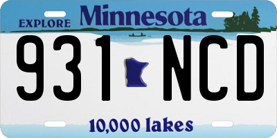 MN license plate 931NCD
