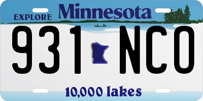MN license plate 931NCO