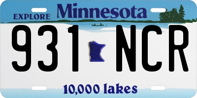 MN license plate 931NCR