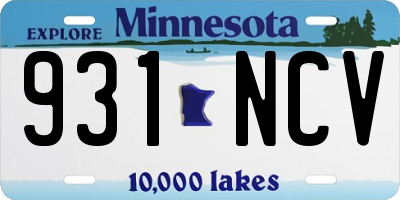 MN license plate 931NCV