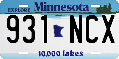 MN license plate 931NCX