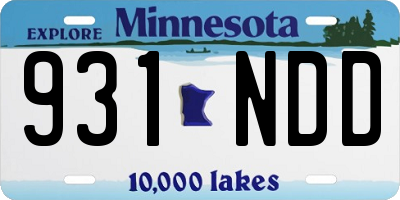 MN license plate 931NDD