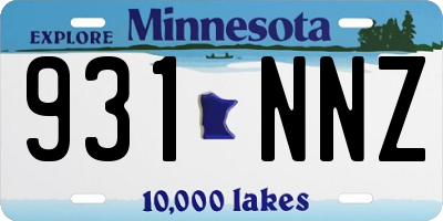 MN license plate 931NNZ
